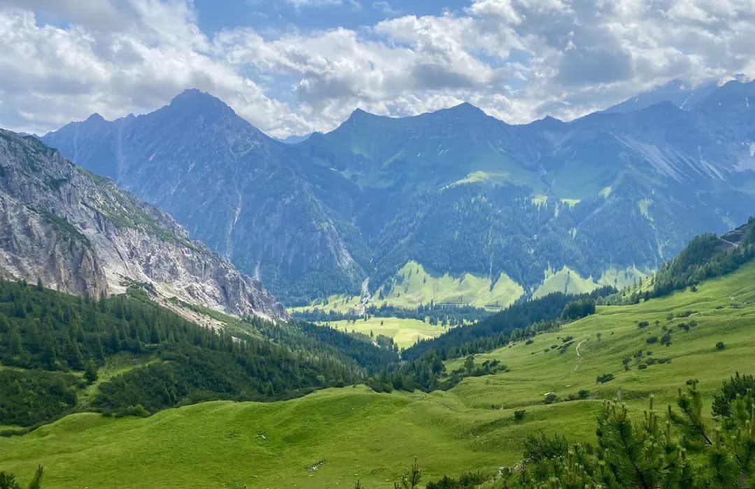 Panoramic view of the Malbun valley and alpine slopes in Triesenberg, Liechtenstein