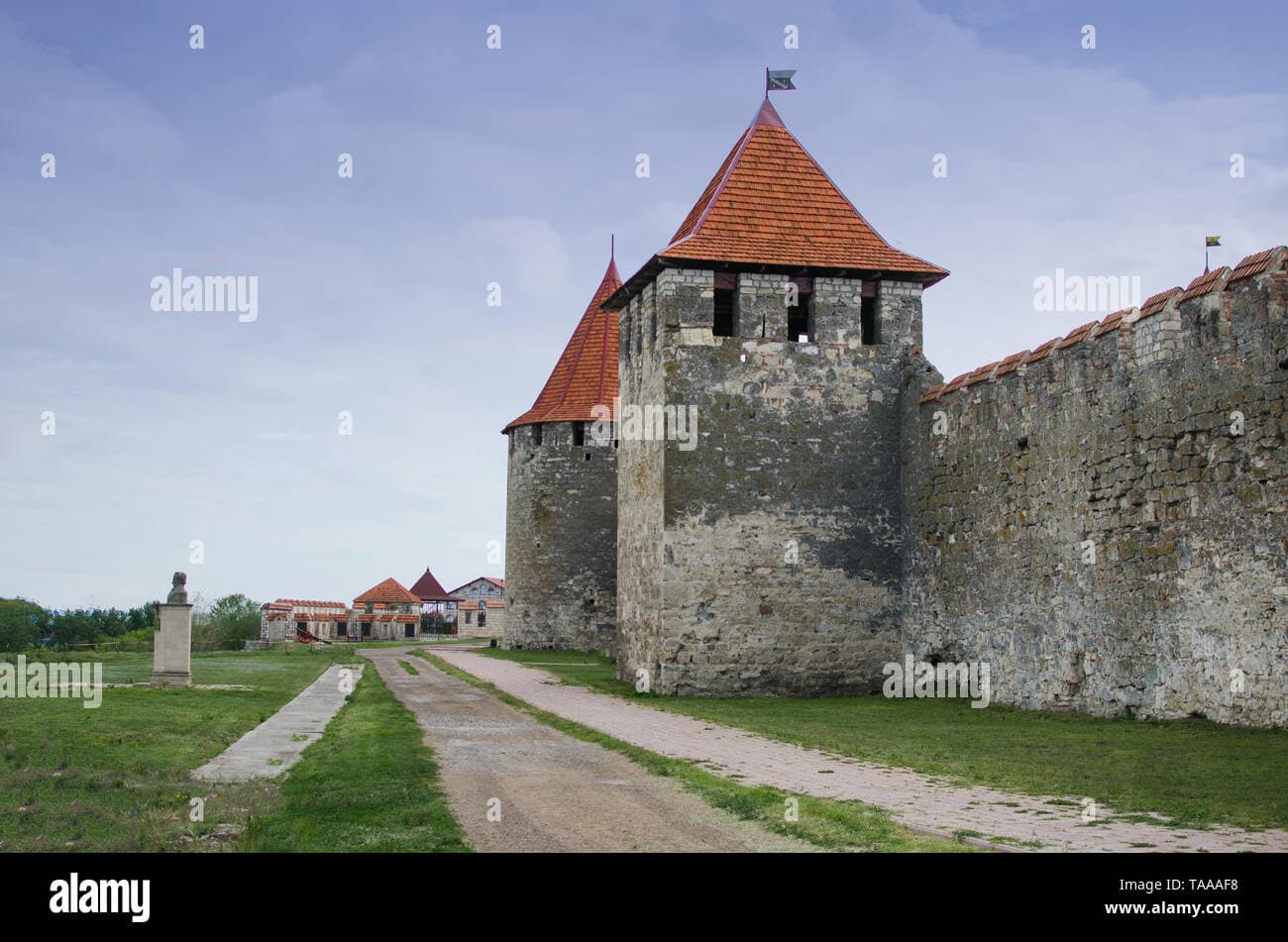 Stone walls and towers of the historic Bender Fortress overlooking the Dniester River