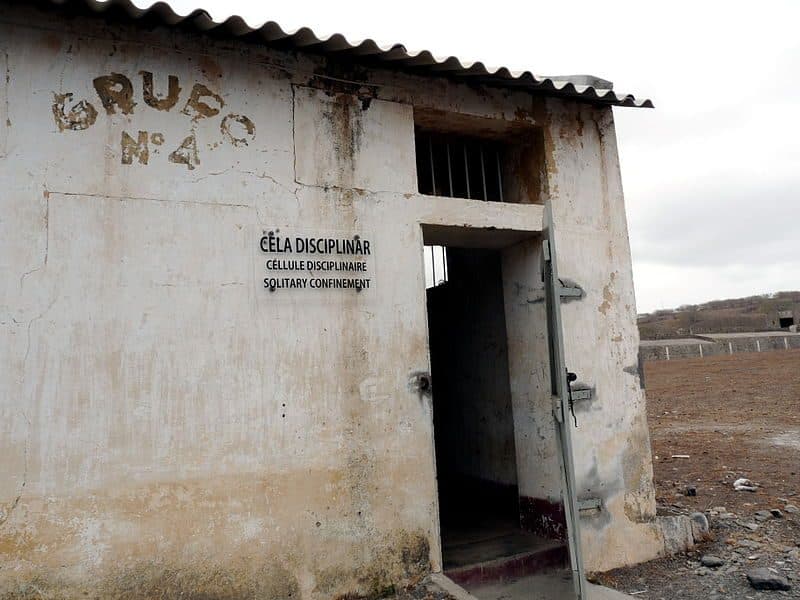 Exterior view of the Tarrafal Concentration Camp, a former prison and museum in Cape Verde