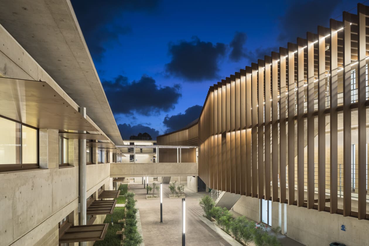 Exterior view of the French Cultural Center and Hotel Alia in Djibouti City, showcasing contemporary building design