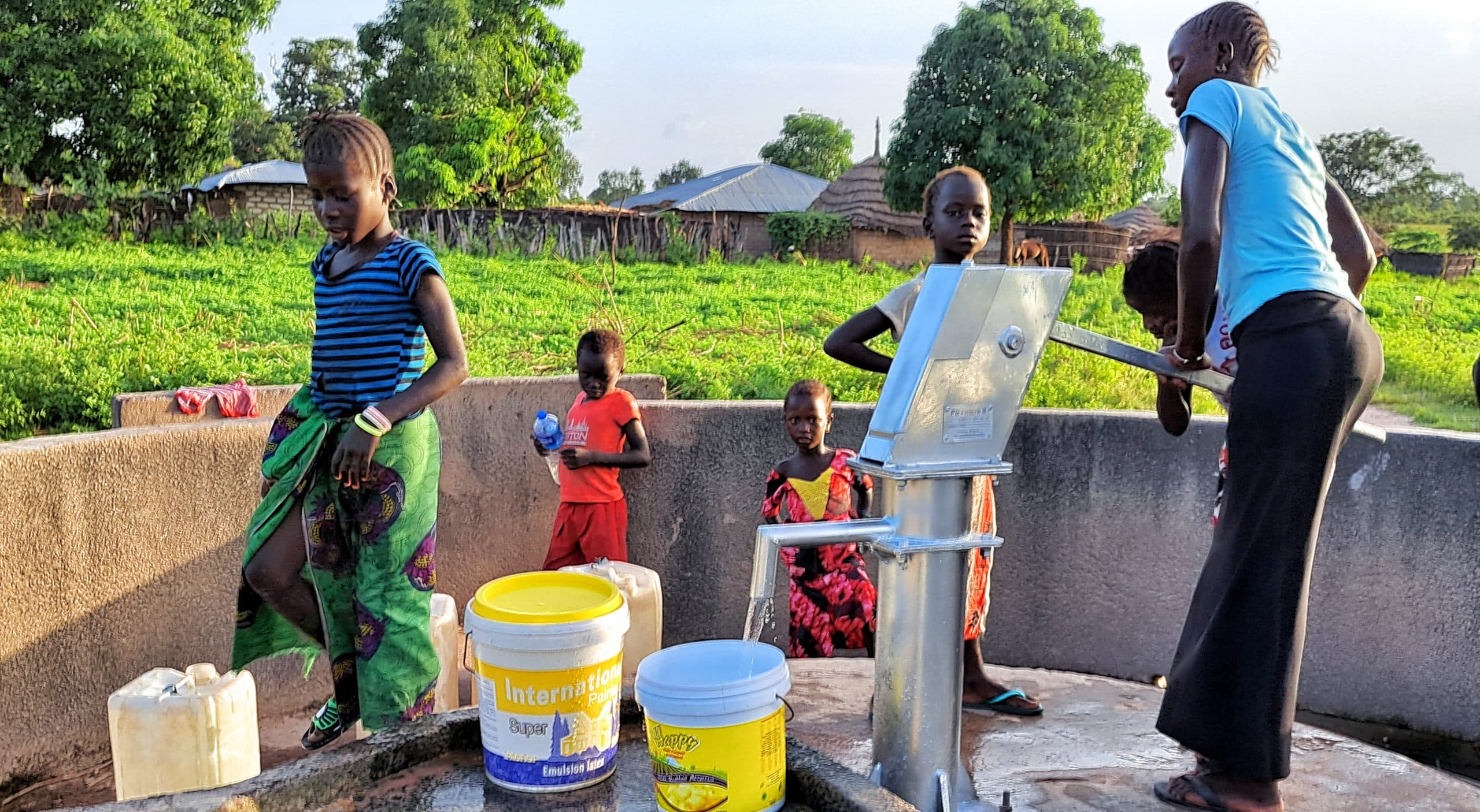View of water pump repair work in progress in a village within Foni Jarrol district, Gambia The