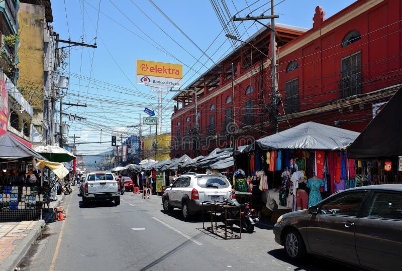 Busy street market scene in San Pedro Sula, Honduras