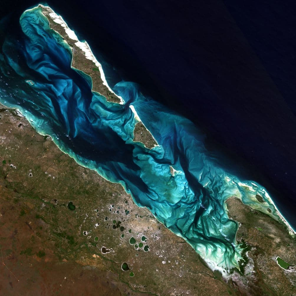 Aerial view of the Nile River and surrounding desert landscape near El Bauga, Sudan, during spring