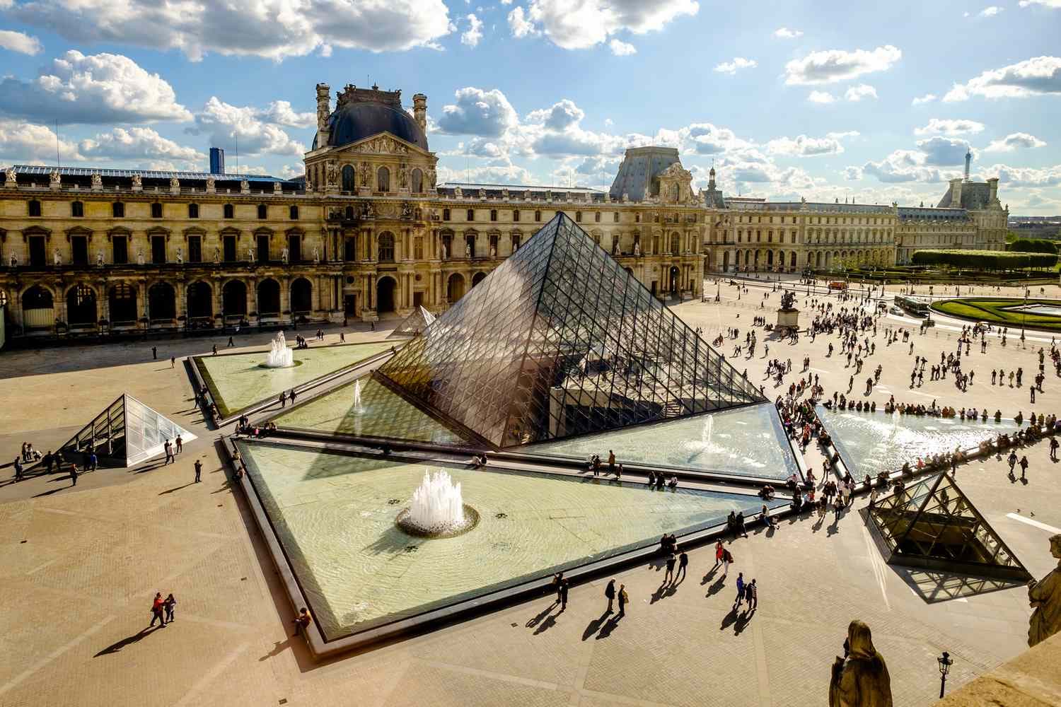 The Louvre Museum Paris France exterior and pyramid