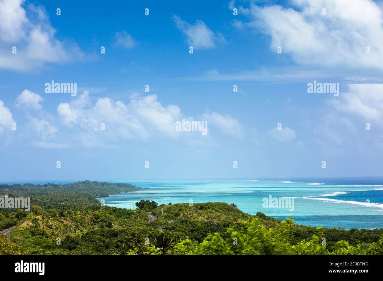 Turquoise coral sea and reef landscape along the coast of Ngaraard, Palau