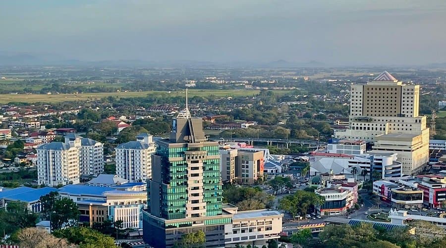 View of the Alor Setar Tower landmark against the city skyline at dusk