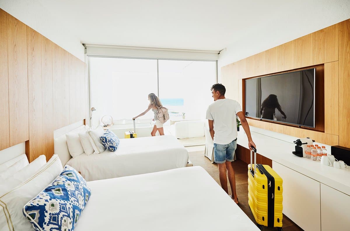 Travelers relaxing at a 3-star hotel with value and comfort
