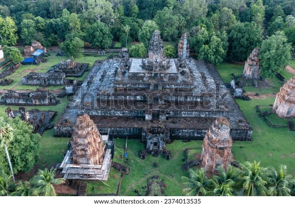 Prasat Bakong temple complex in Cambodia, an important example of early Khmer temple mountain architecture.