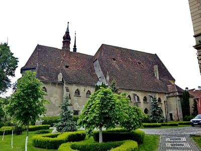 Orthodox Church of the Ascension exterior in Avrămești, Romania, spring season