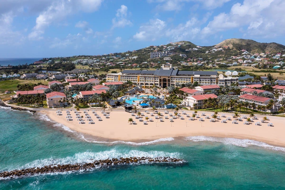 Modern hotel exterior with beach access in the Dieppe Bay area of Saint Kitts