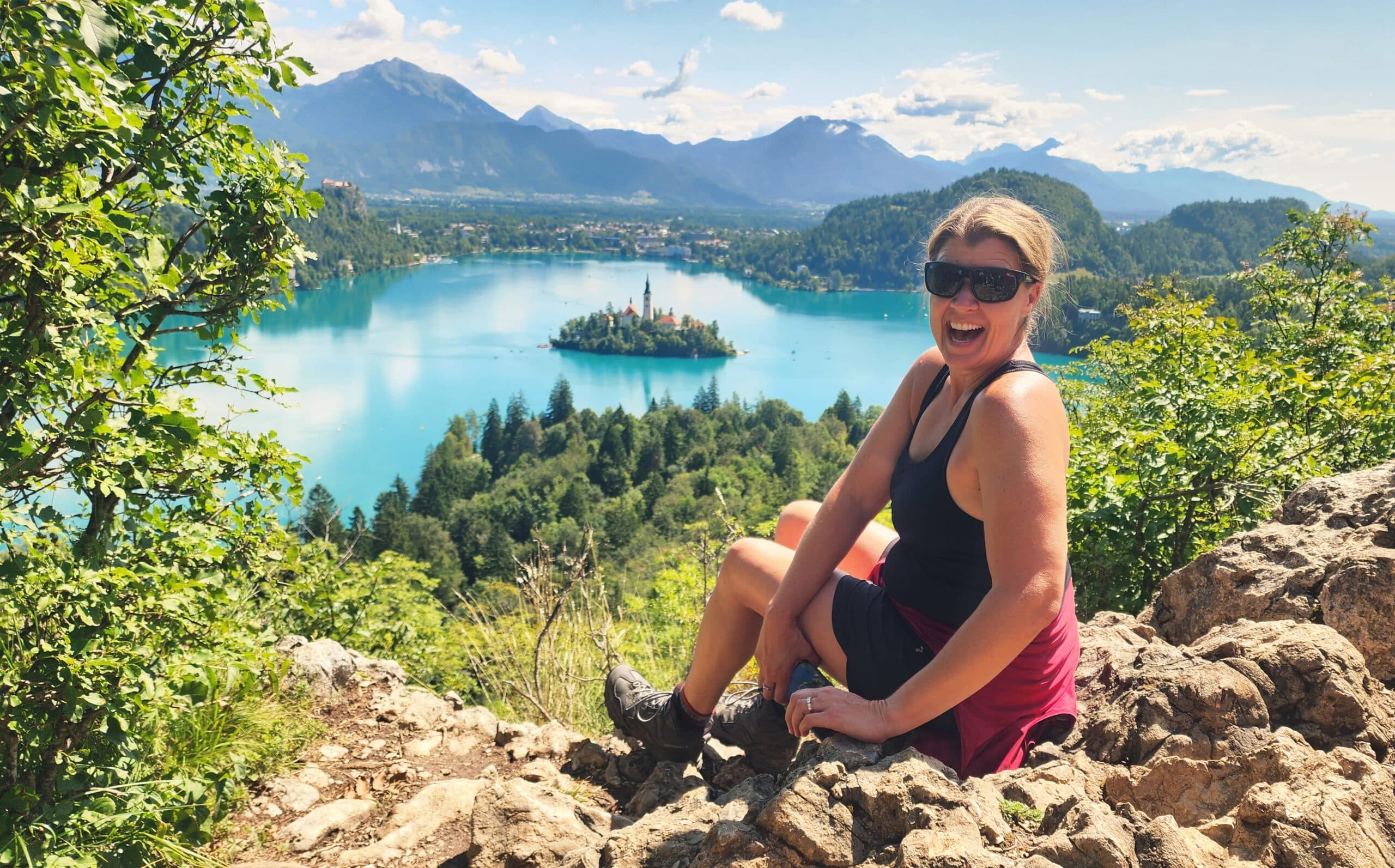 Lake Bled and Julian Alps in Slovenia during spring