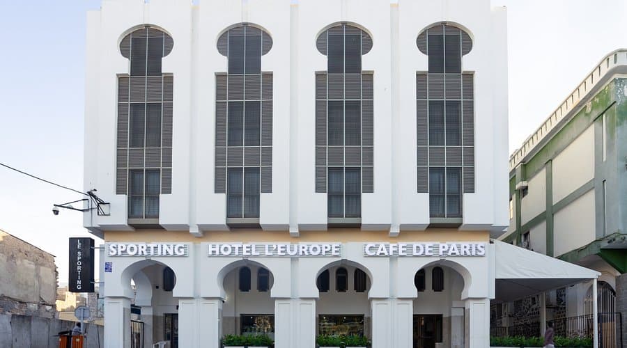 Hotel exteriors in Djibouti City including Hotel Djibouti, Hotel Alia, and Le Café de Paris