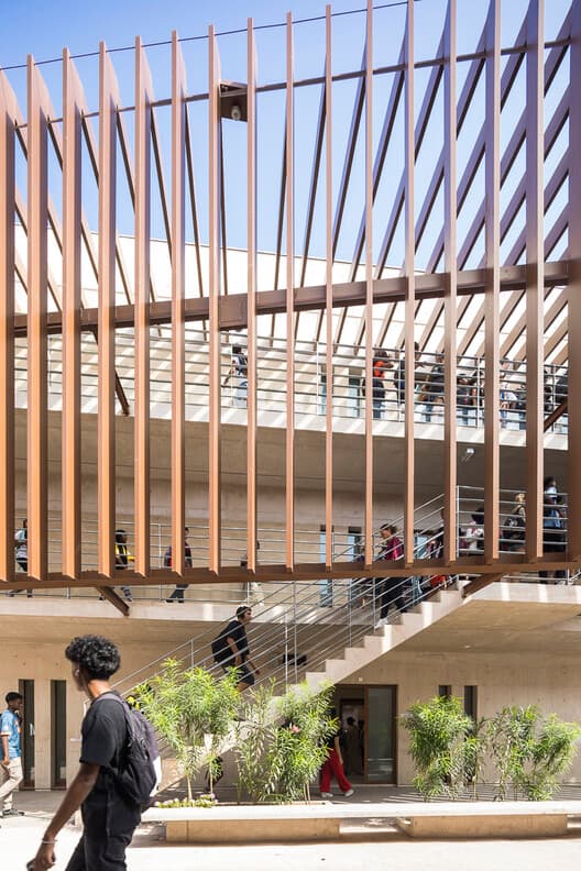 Exterior view of modern concrete and glass architecture building in Djibouti city