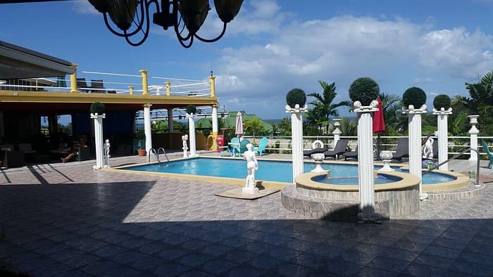Poolside area at Clifton Hill Manor hotel in Point Fortin, Trinidad and Tobago